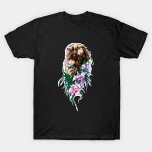 beautiful floral lion head T-Shirt